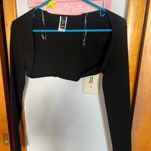 Windsor Black Ribbed Long Sleeve Crop Top